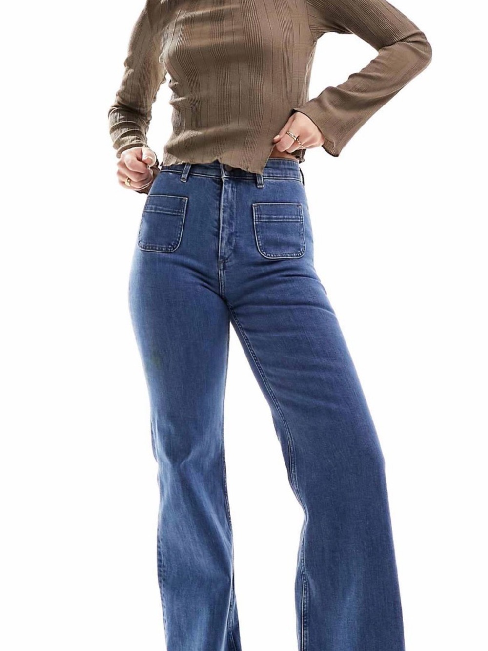 Women's High-Rise Wide-Leg Jeans in Mid Blue